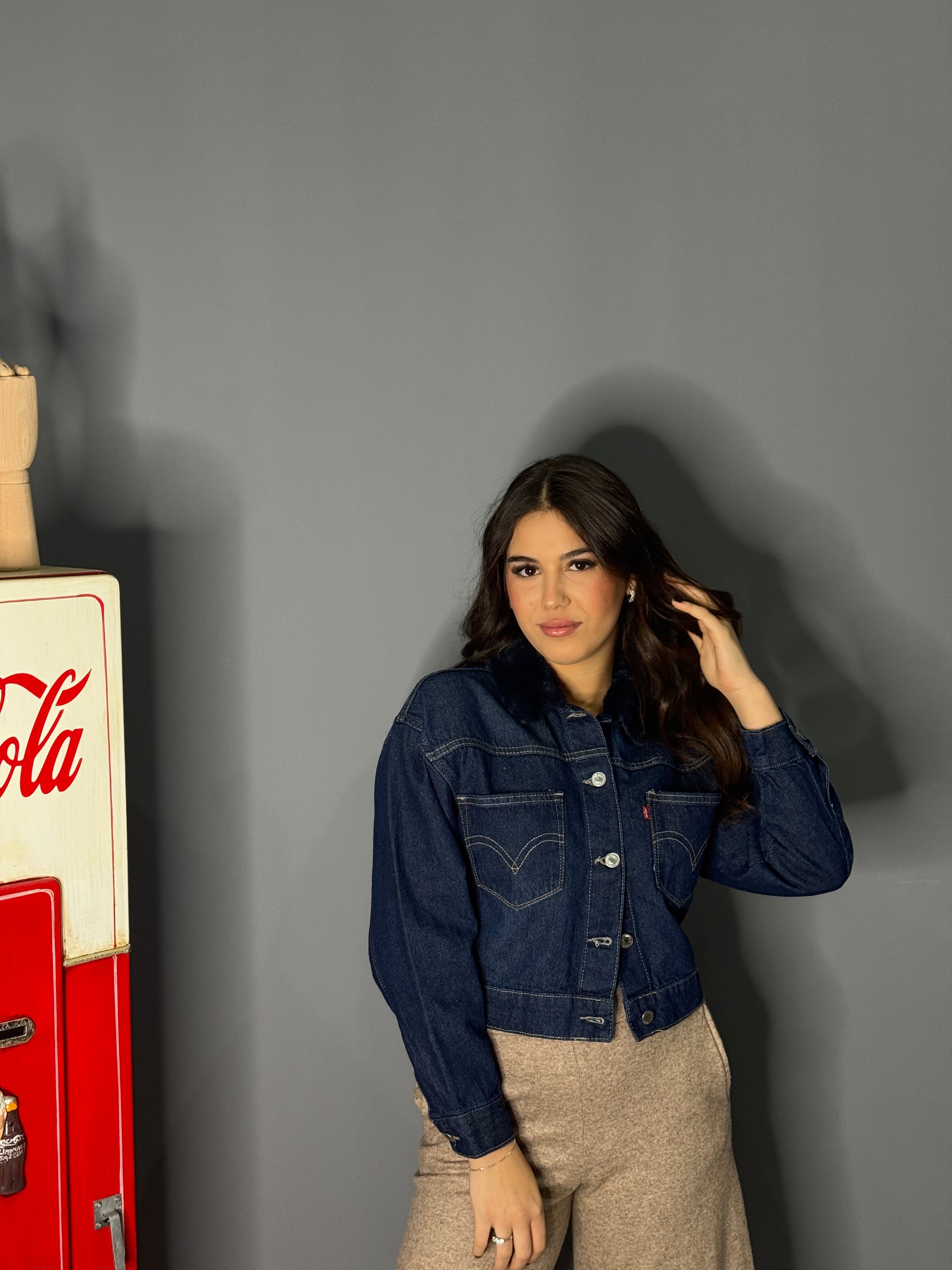 Giacca levi’s con collo in pelliccia