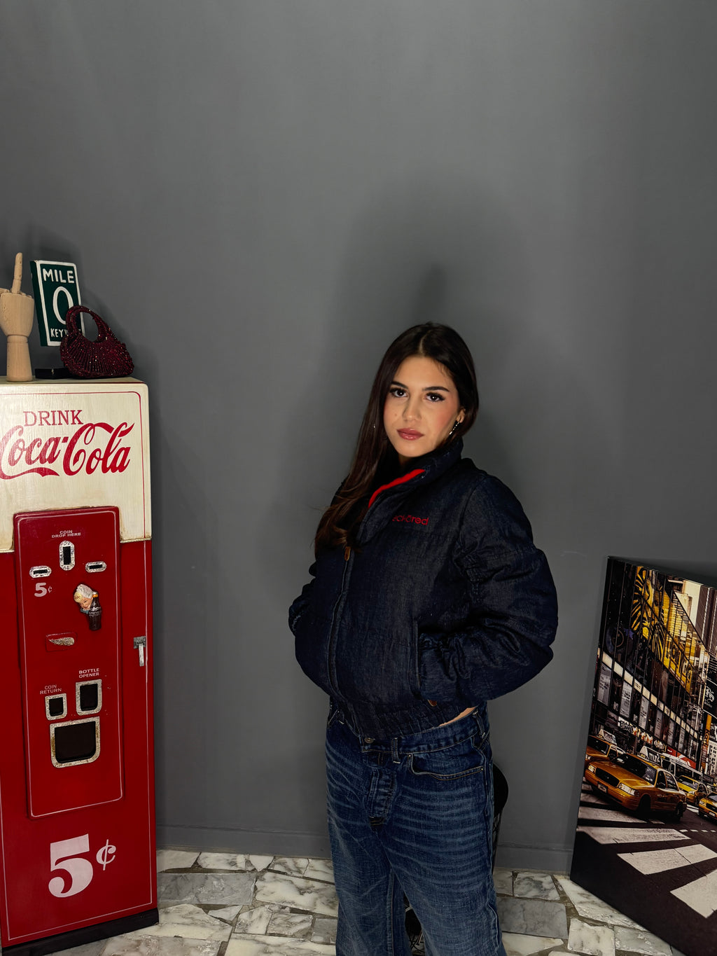 Piumino in denim donna