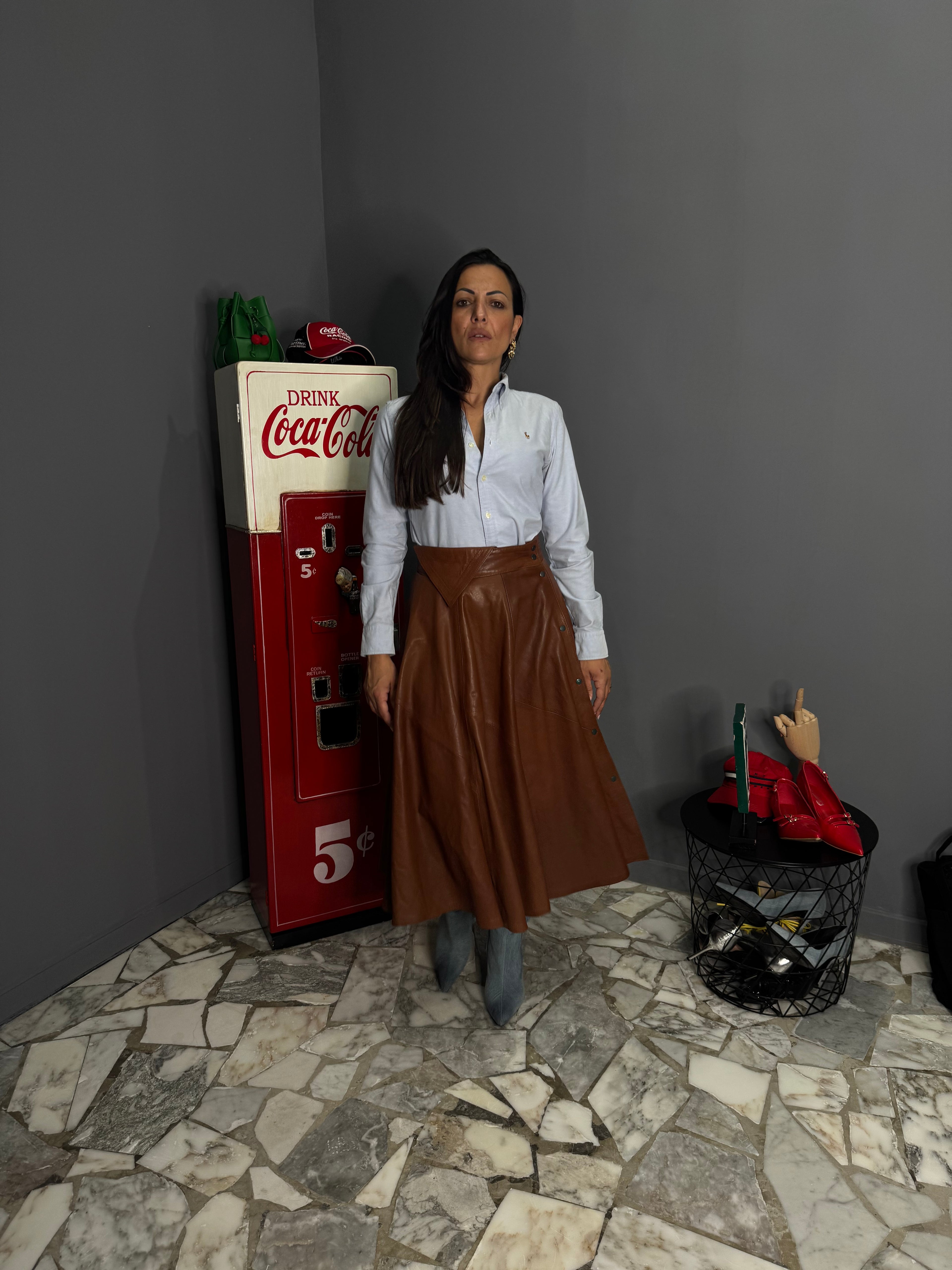 Gonnellone in vera pelle vintage