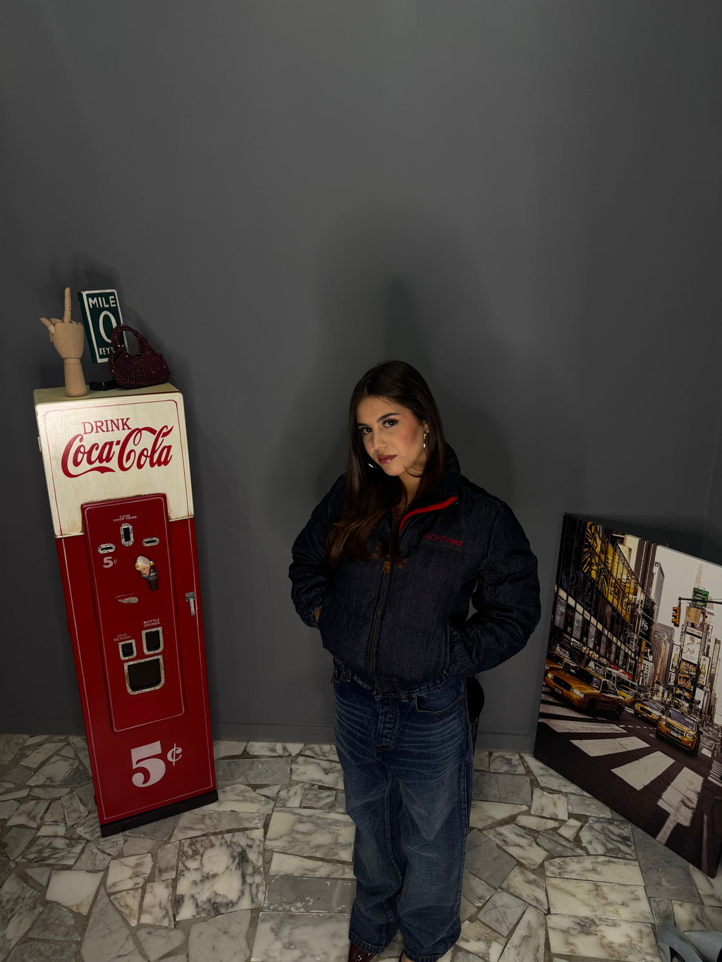 Piumino in denim donna