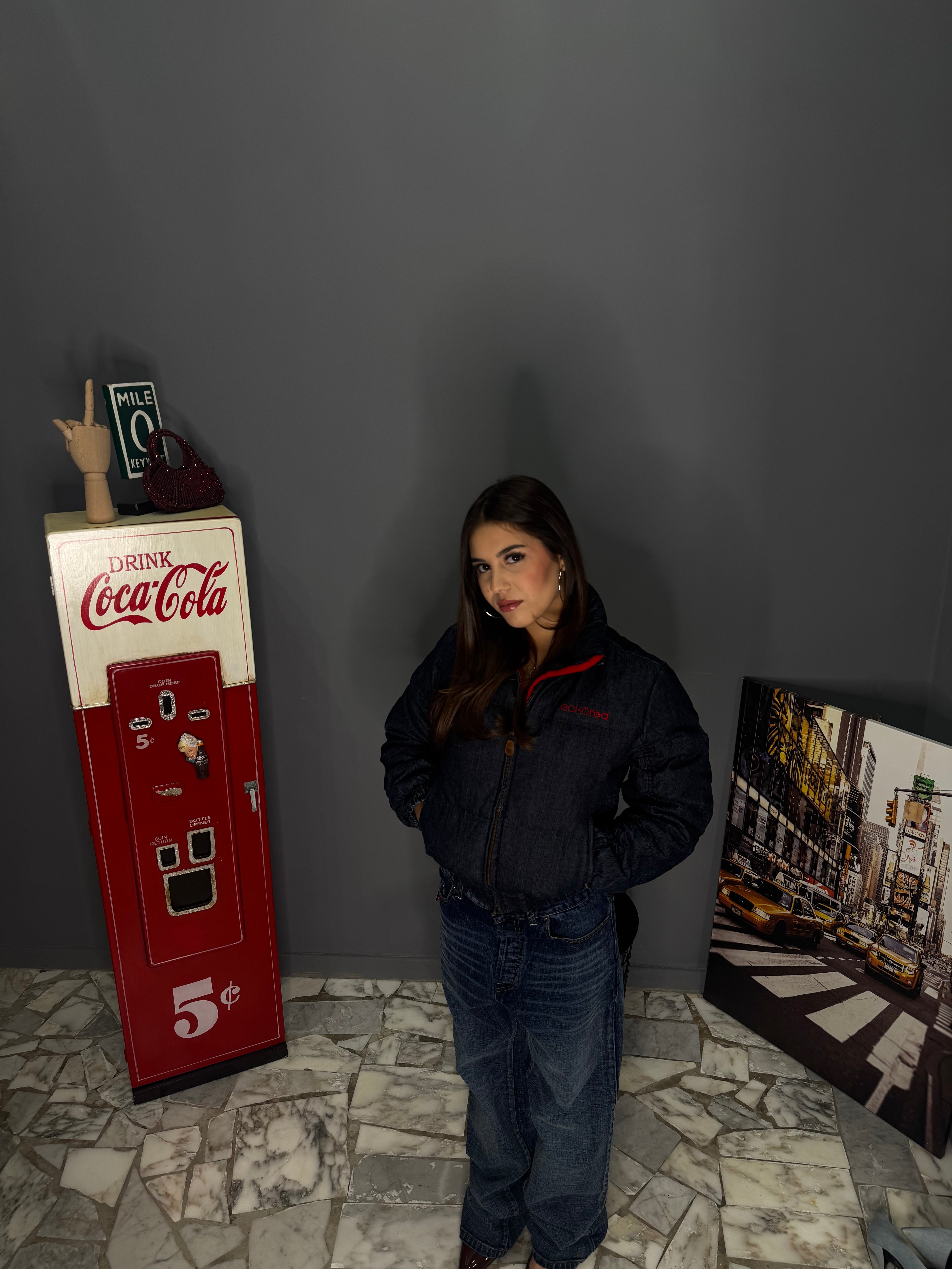 Piumino in denim donna