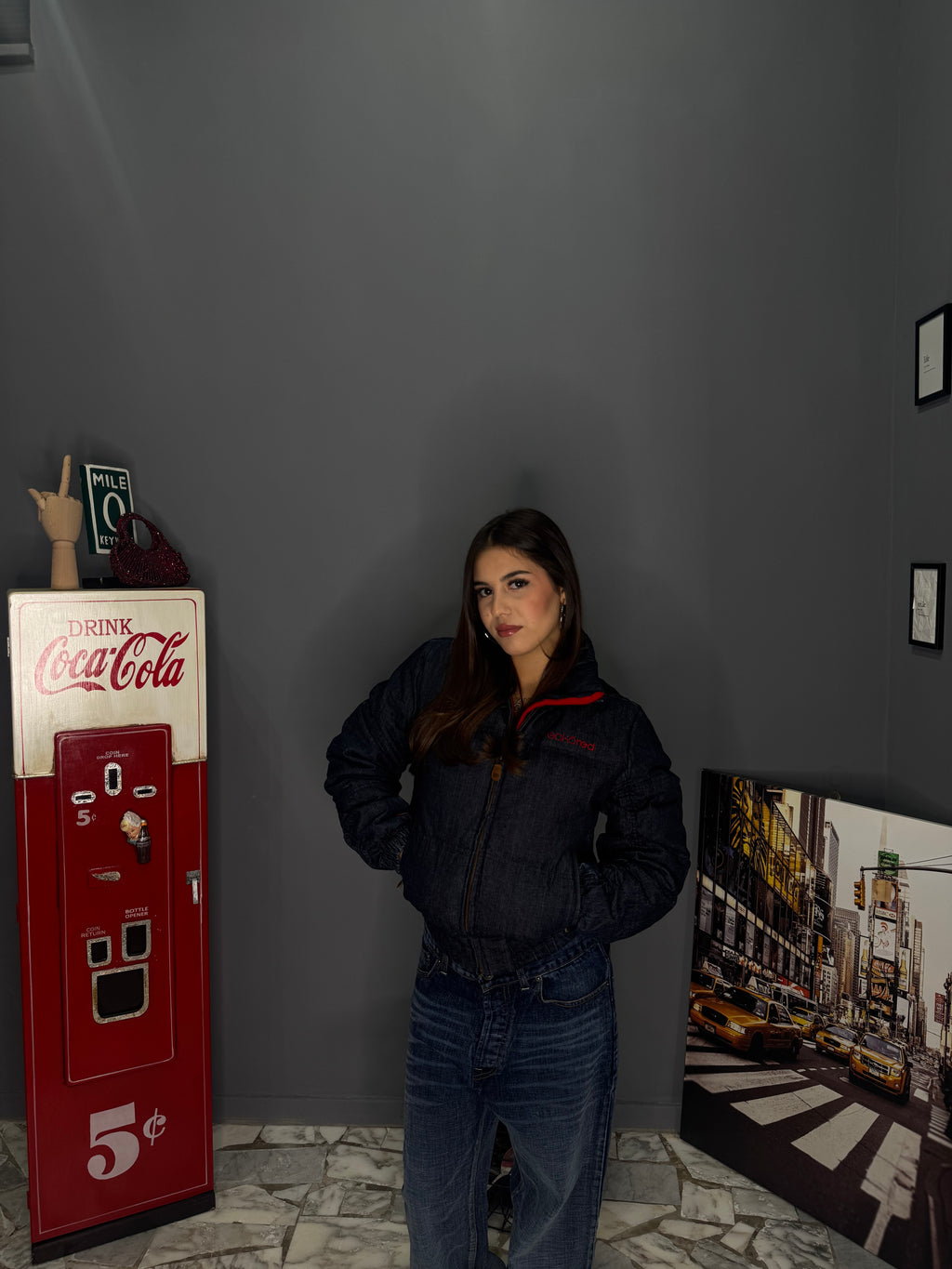 Piumino in denim donna