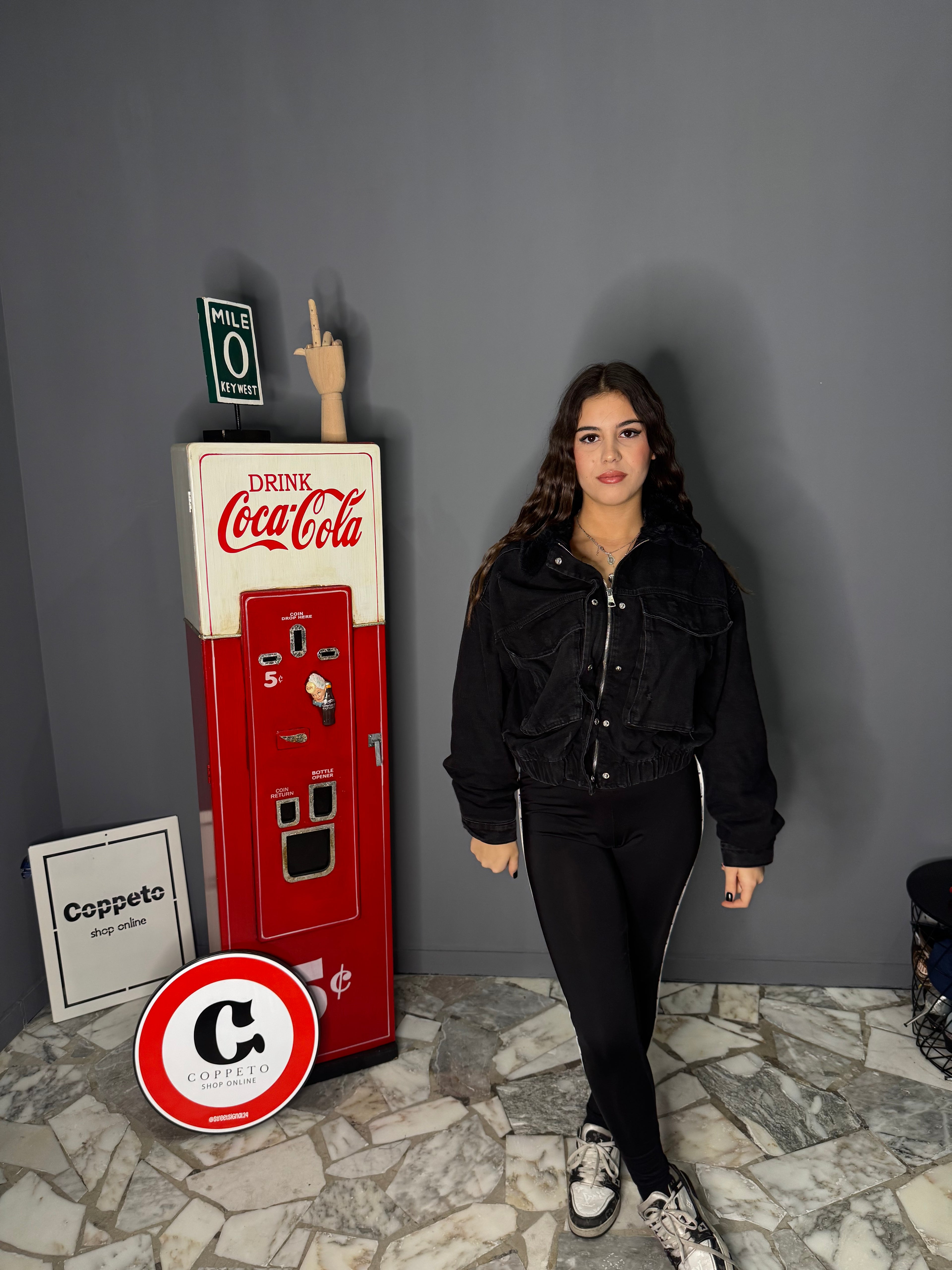 Bomber in denim all’interno pelliccia