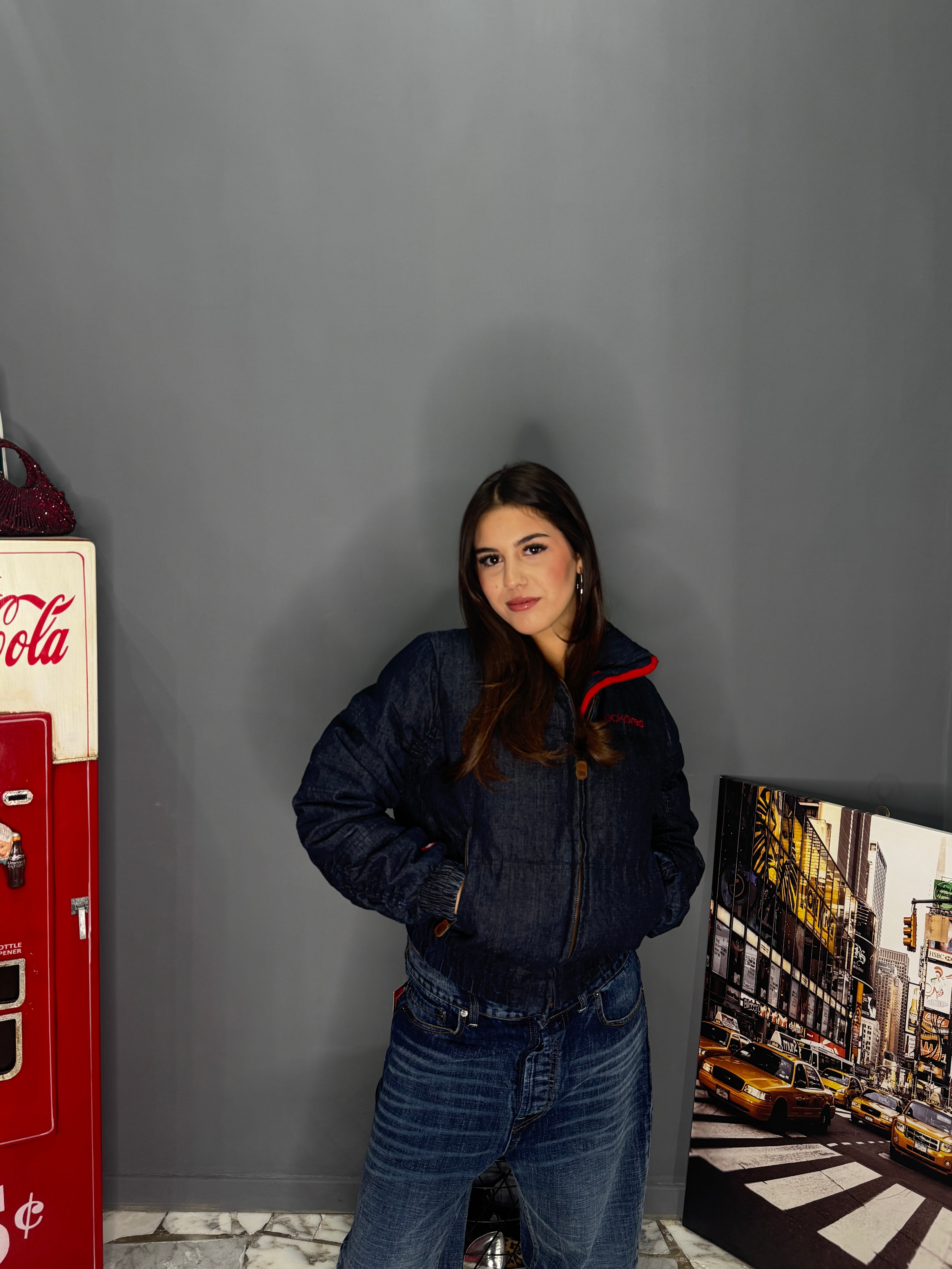 Piumino in denim donna