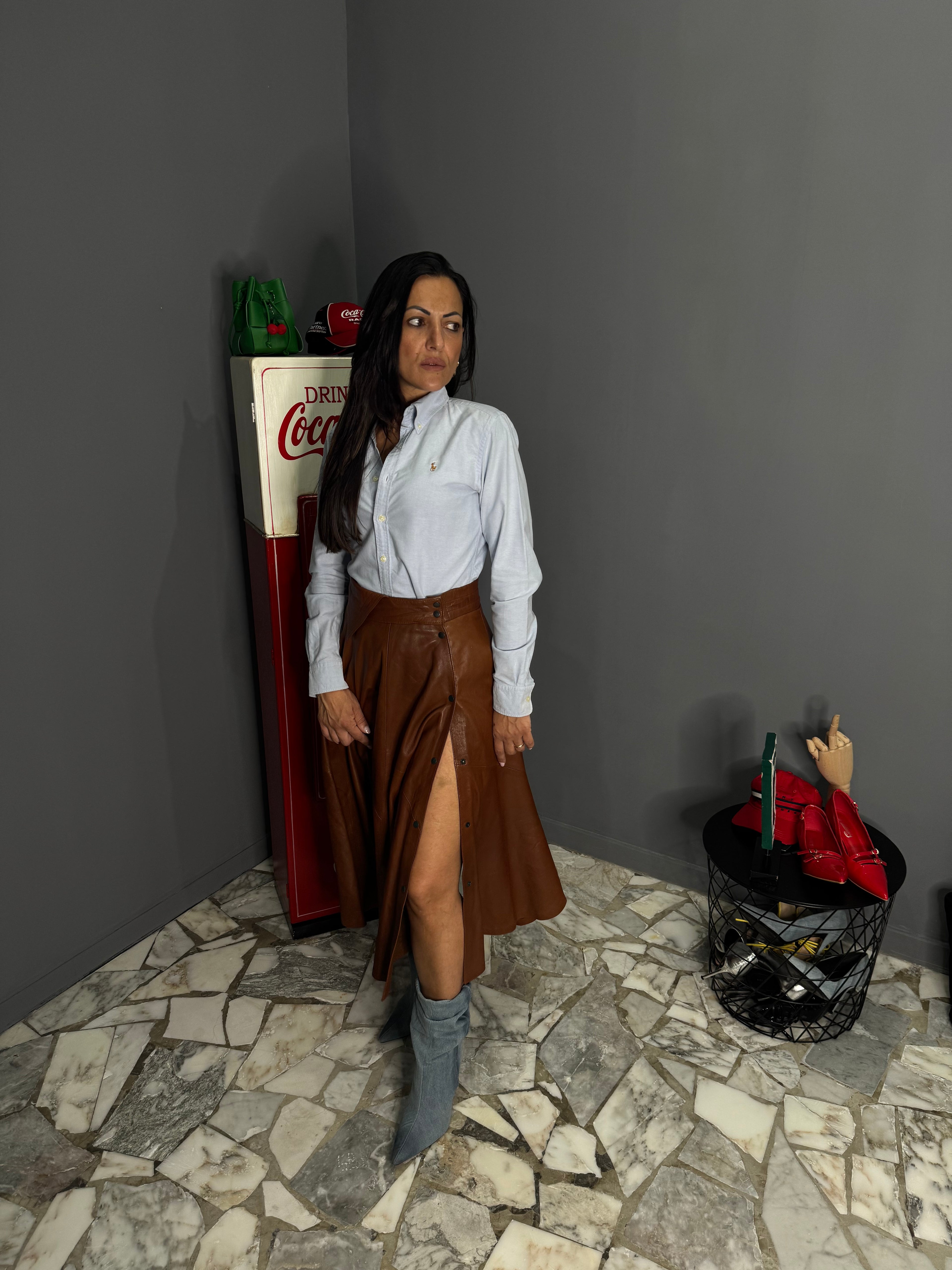 Gonnellone in vera pelle vintage