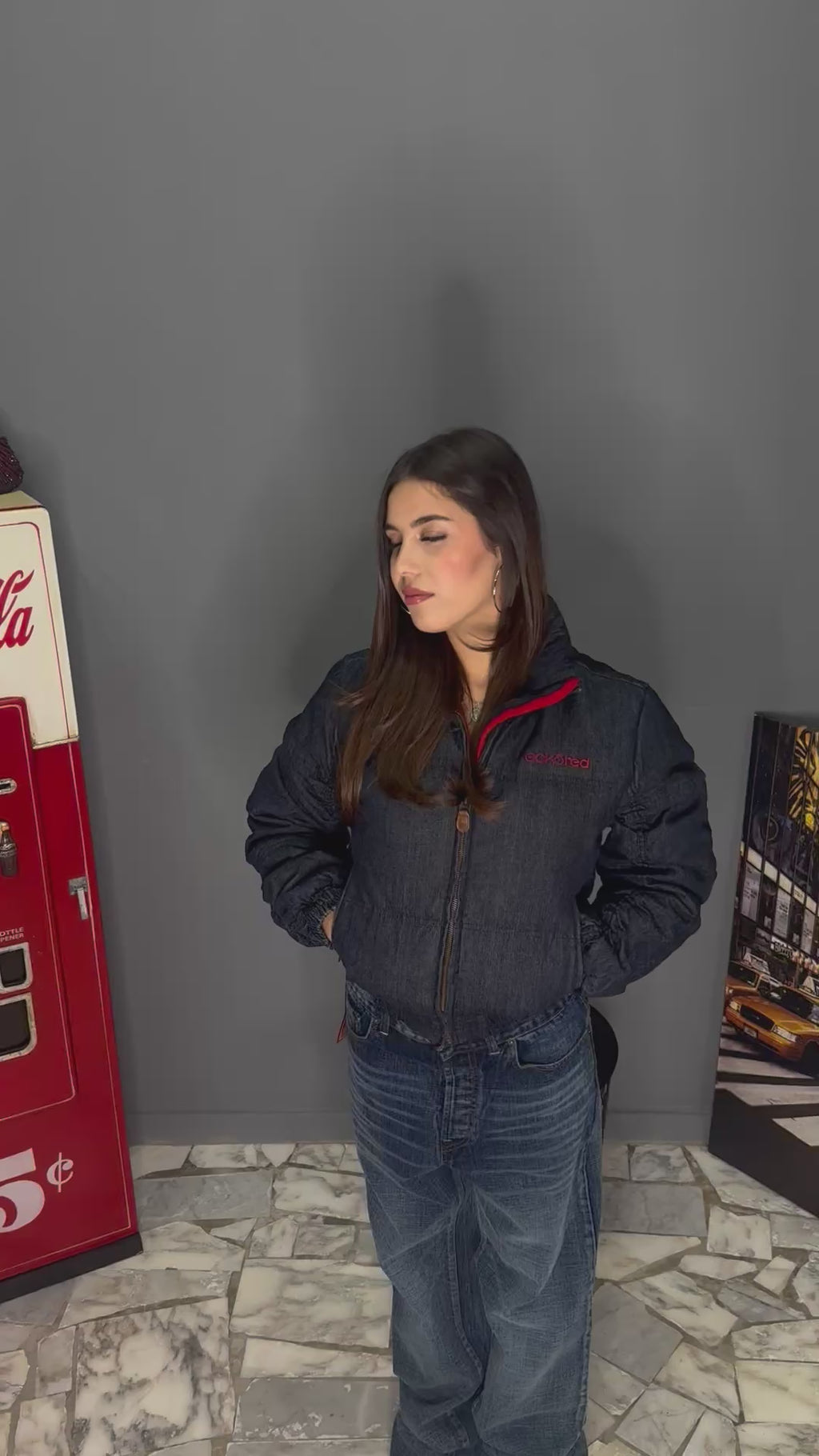 Piumino in denim donna